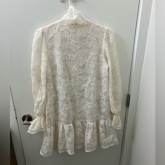 Pretty lace long sleeve mini dress with bow tie like new preppy - Picture 3 of 3